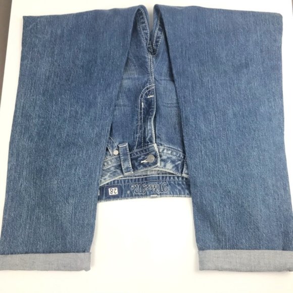 Miss Me Torn Plaid Patch Boyfriend Ankle Jeans 28 - Picture 7 of 8